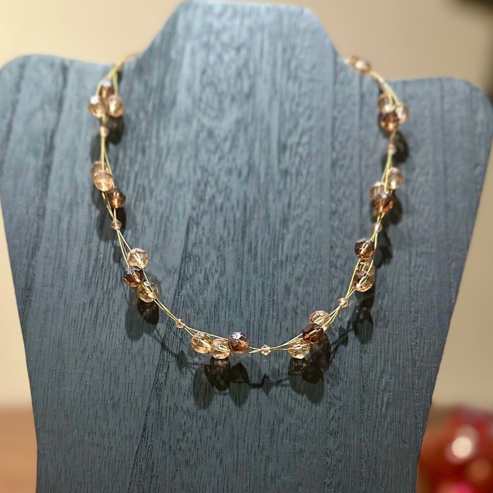 Delicate Brown Beaded Necklace